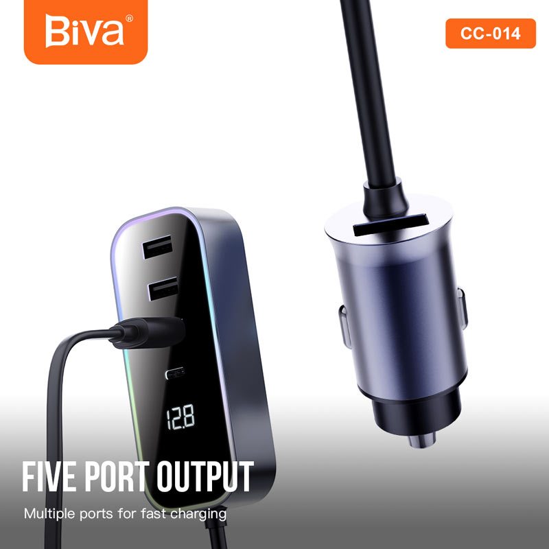 شارژر فندکی فست شارژ Biva CC-014 3.4A QC3.0 PD 107W