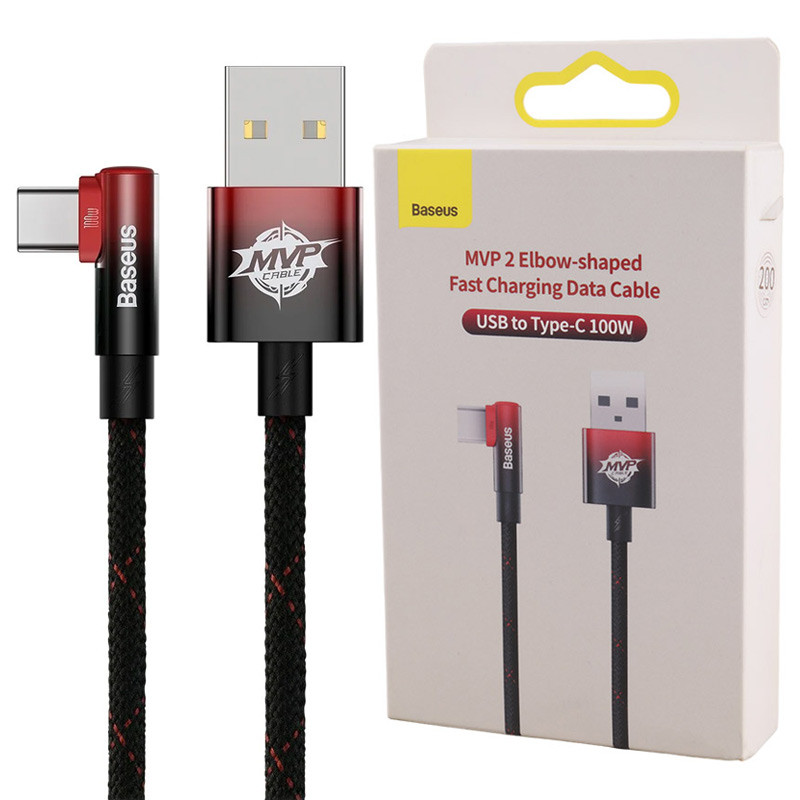 کابل تایپ سی فست شارژ Baseus MVP 2 Elbow-shaped CAVP00052 6A 100W 2m یکسر L