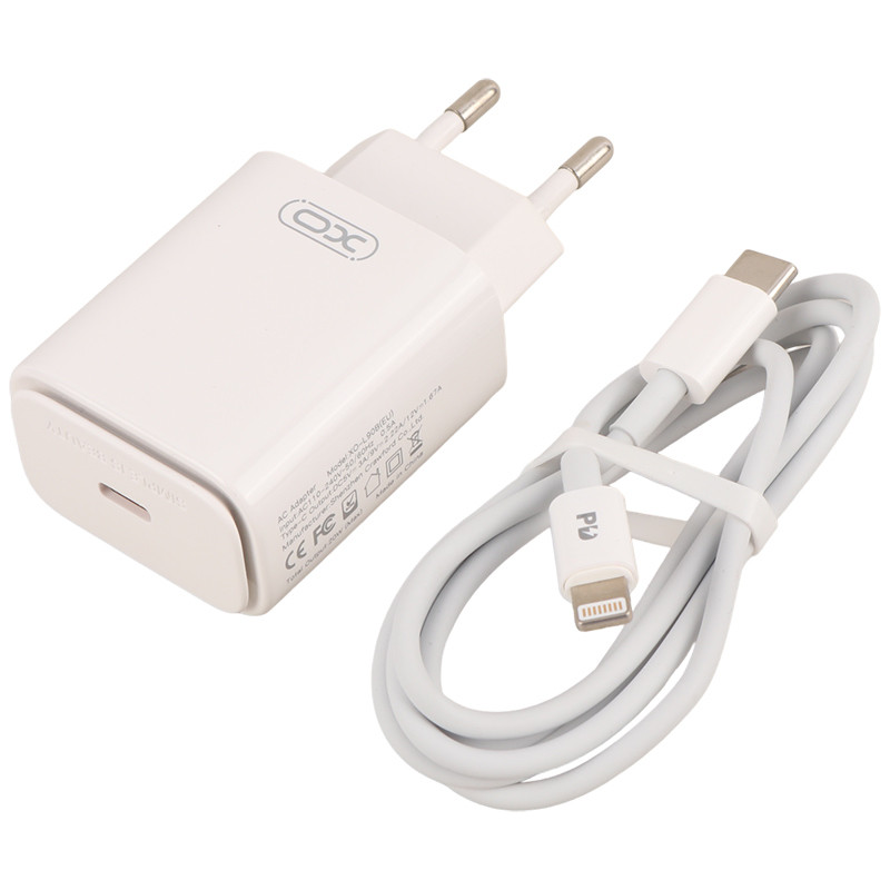 شارژر دیواری فست شارژ XO XO-L90B 3A QC4.0 PD 20W + کابل آیفونی