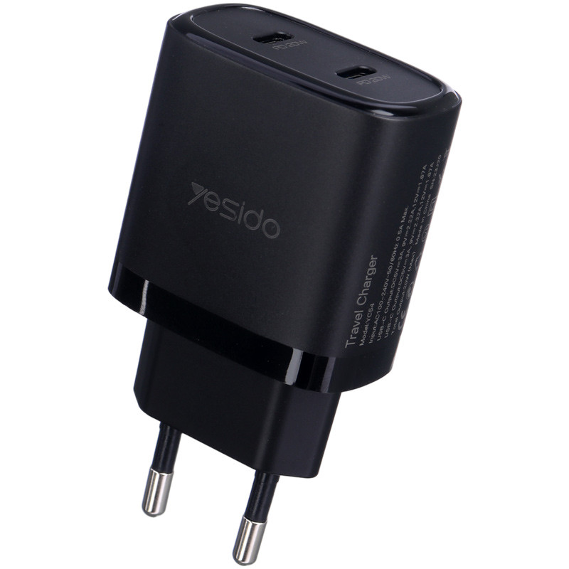 شارژر دیواری فست شارژ Yesido YC50 2Port 3A QC3.0 PD 20W + کابل تبدیل تایپ سی