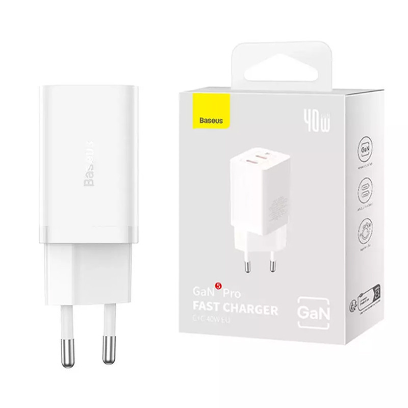 کلگی فست شارژ Baseus GaN5 Pro CCGP18010 2Port 3A PD 40W