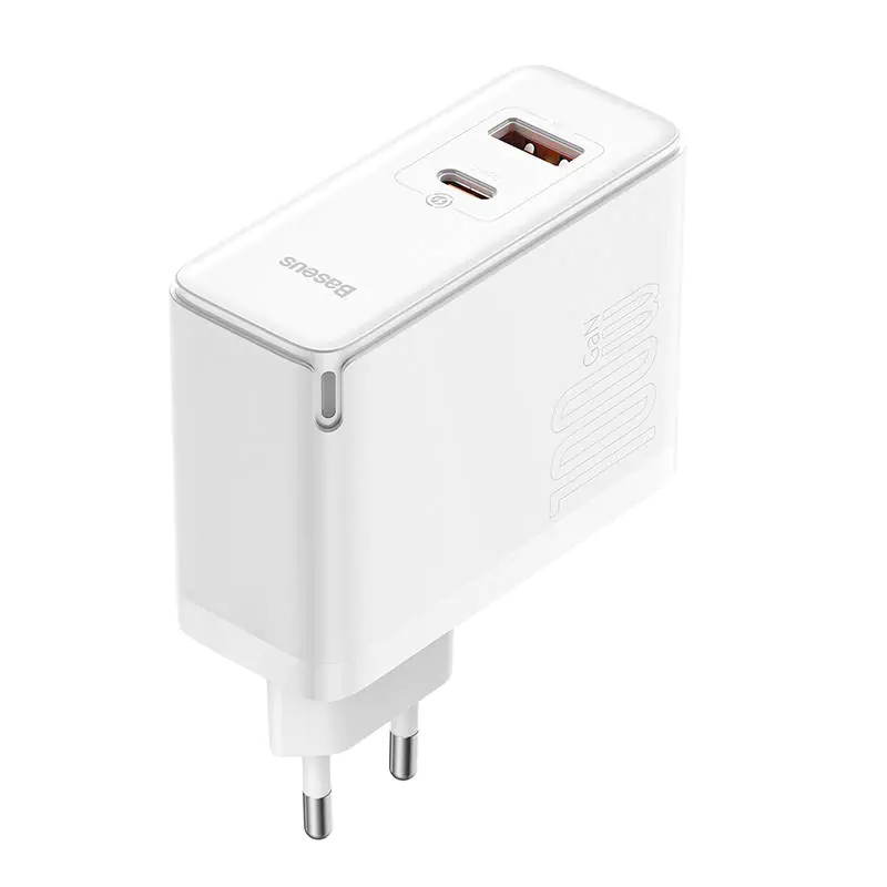 شارژر دیواری فست شارژ Baseus CCGP09020 GaN5 Pro 2Port 5A QC4.0+ PD3.0 100W + کابل تبدیل تایپ سی