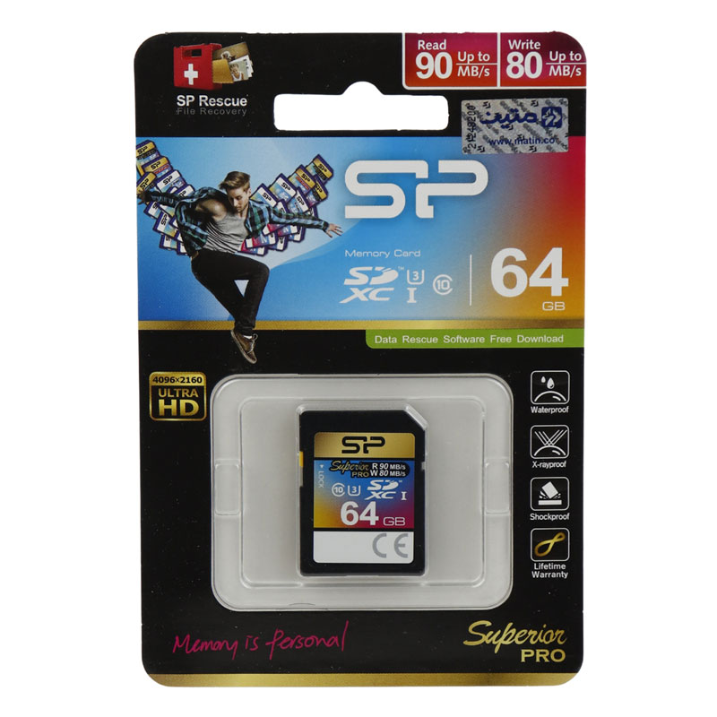 رم اس دی 64 گیگ سیلیکون پاور Silicon Power Superior Pro U3 C10 90MB/s