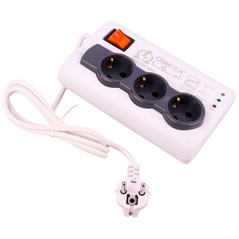 محافظ برق یخچال و فریزر 3 خانه ارت دار امگا با کابل 1٫5 متری Omega P3100