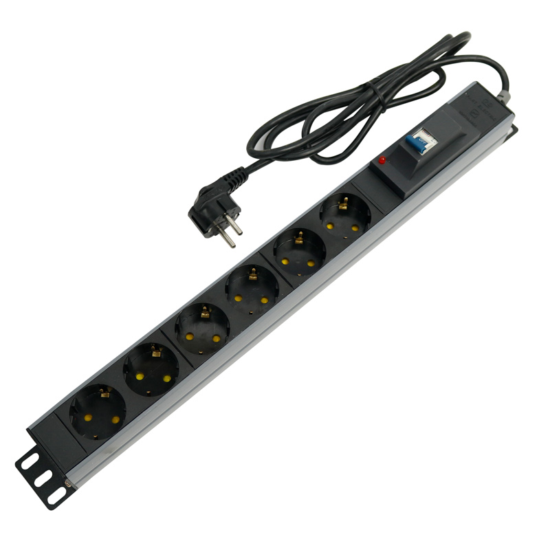چند راهی 6 خانه برق ارت دار پارت الکتریک Azin PE2265 Rack Mount با کابل 1/8 متری