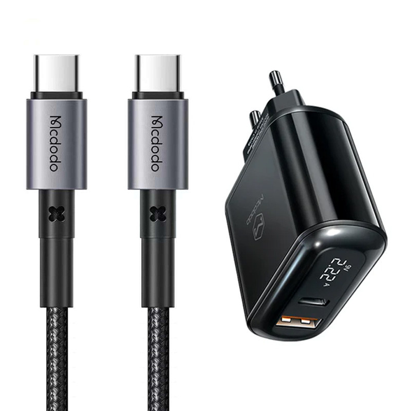 شارژر دیواری فست شارژ Mcdodo LCH-717 2Port 3A QC3.0 PD3.0 20W + کابل تبدیل تایپ سی