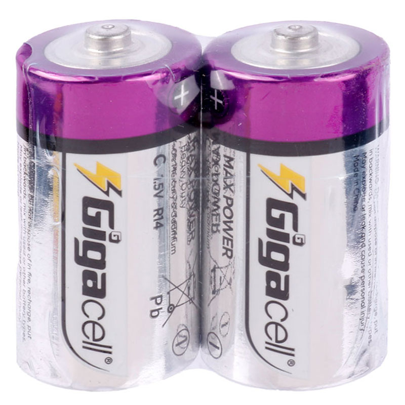 باتری دوتایی متوسط Gigacell Max Power Heavy Duty R14 1.5V C شرینک