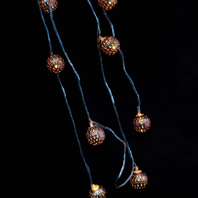 ریسه 10 لامپ فلزی طرح توپ رزگلد آفتابی 2٫5 متری