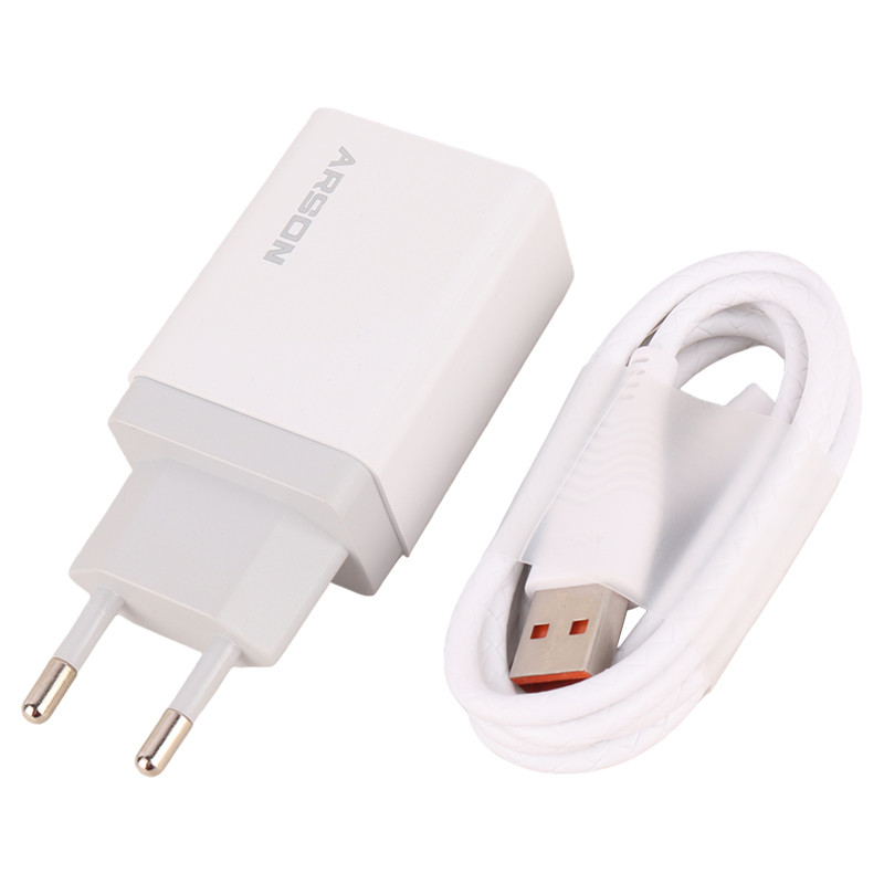 شارژر دیواری فست شارژ Arson AN-W24 2Port 3.5A QC3.0 PD 18W + کابل آیفونی