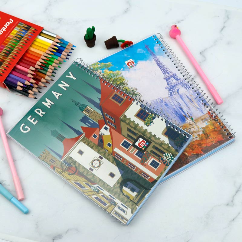 دفتر سیمی 80 برگ طرح کلاسیک نهال آلما کد 7812