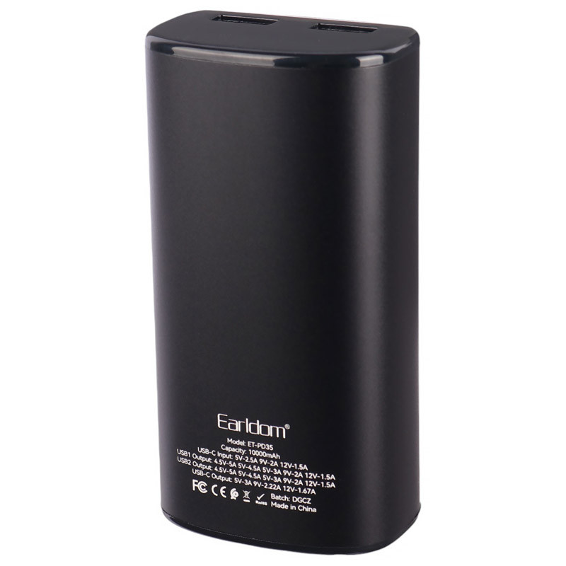 پاور بانک فست شارژ ارلدام ET-PD35 PD 22.5W ظرفیت 10000 میلی آمپر ساعت
