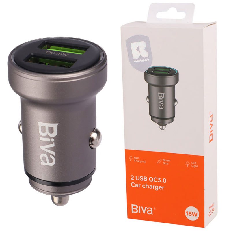 شارژر فندکی فست شارژ Biva CC-34 3A QC3.0 PD 18W