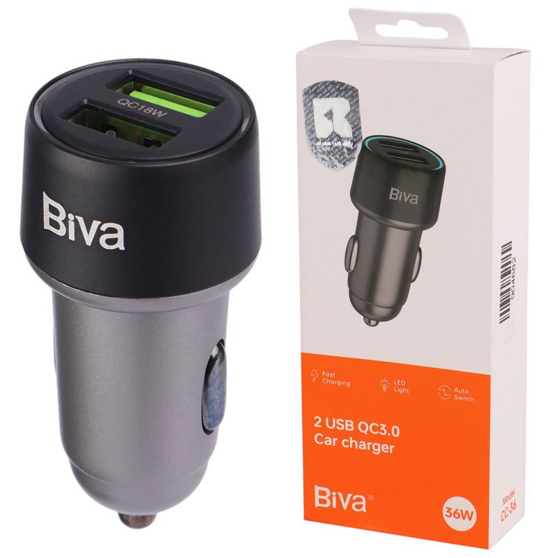 شارژر فندکی فست شارژ Biva CC-36 3A QC3.0 PD 18W
