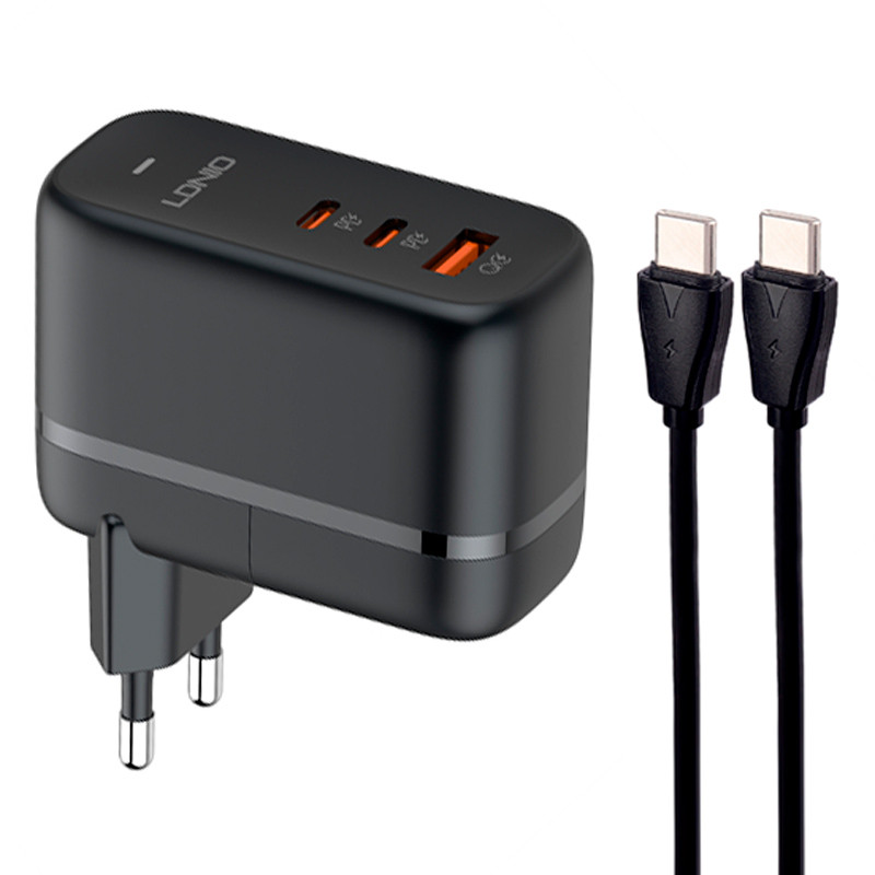 شارژر دیواری 65 وات الدینیو Q366 GaN QC4.0+ PD3.0 5A+ کابل تبدیل تایپ سی