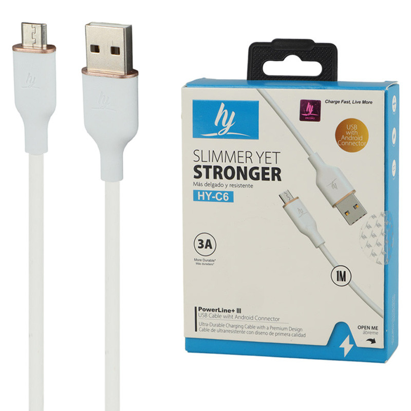 کابل میکرو یو اس بی فست شارژ HY HY-C6 3A 1m