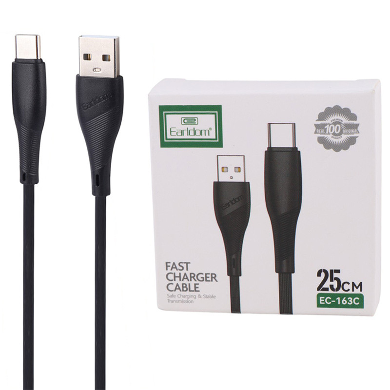 کابل کوتاه تایپ سی فست شارژ 2.4 آمپر ارلدام EC-163C طول 25 سانتی متر