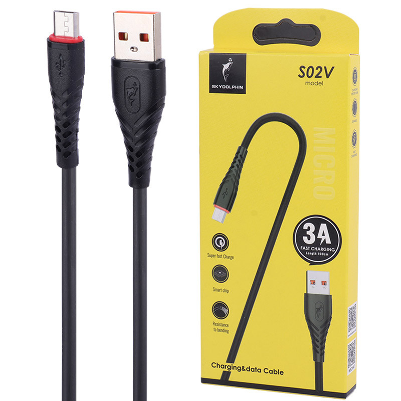 کابل میکرو یو اس بی فست شارژ Sky Dolphin S02V 3A 1m