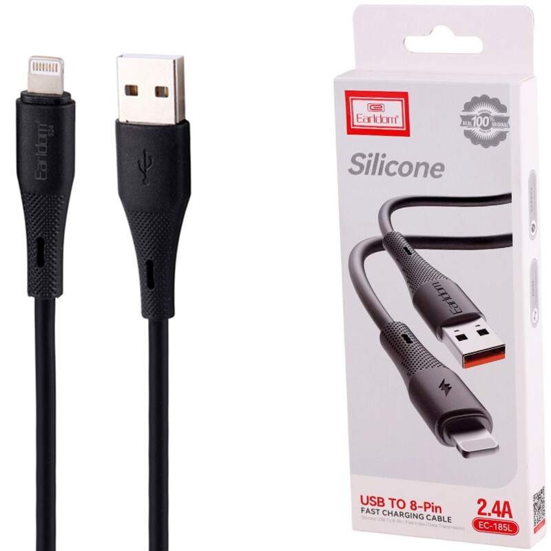 کابل لایتنینگ فست شارژ 2.4 آمپر ارلدام EC-185L طول 1 متر