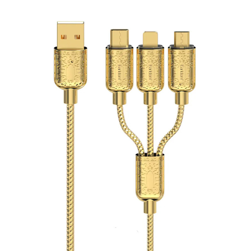 کابل سه سر فست شارژ 6 آمپر EC-IMC030 طول 1.2 متر