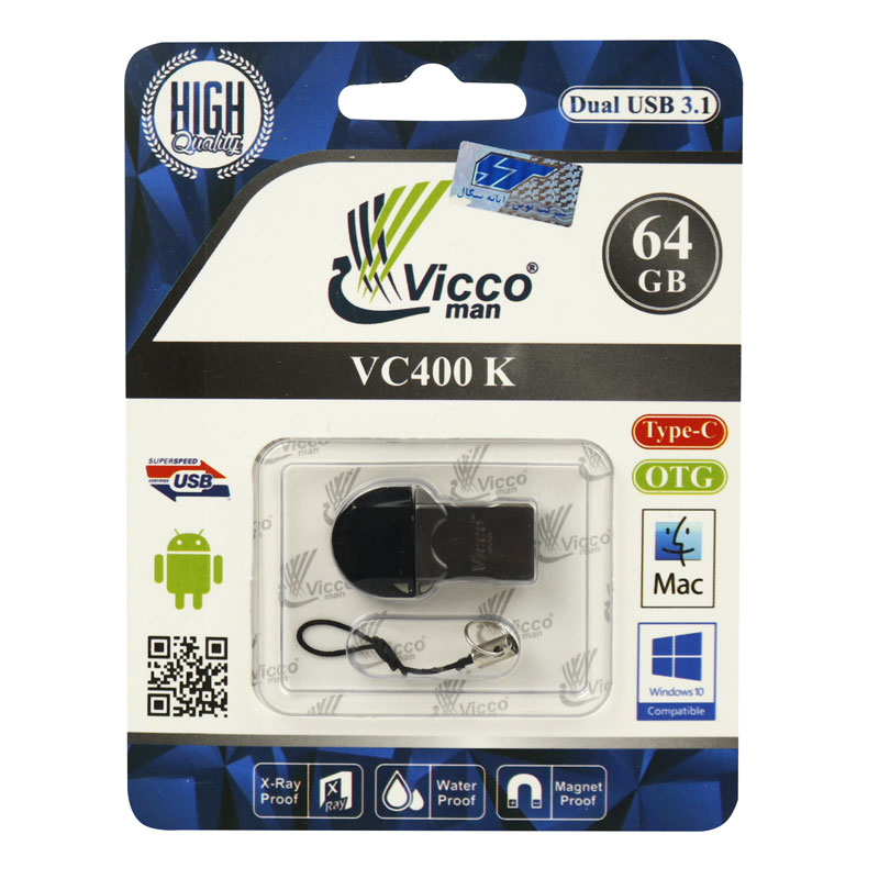 فلش 64 گیگ ویکومن Vicco Man VC400 OTG Type-C USB3.1