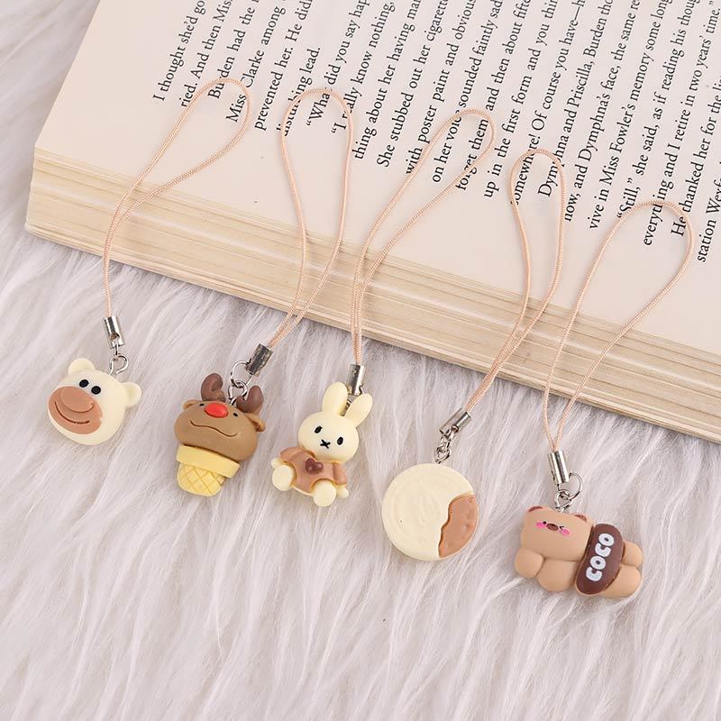 آویز فلش و موبایل فانتزی قهوه ای کرم