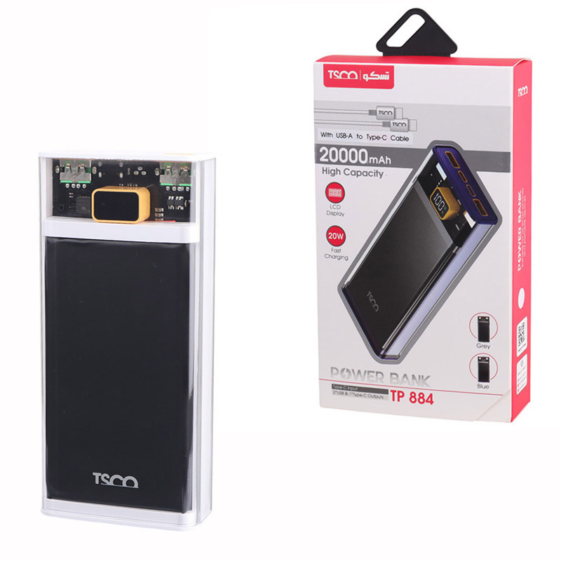 پاور بانک فست شارژ تسکو TP 884 QC3.0 PD3.0 20W ظرفیت 20000 میلی آمپر ساعت