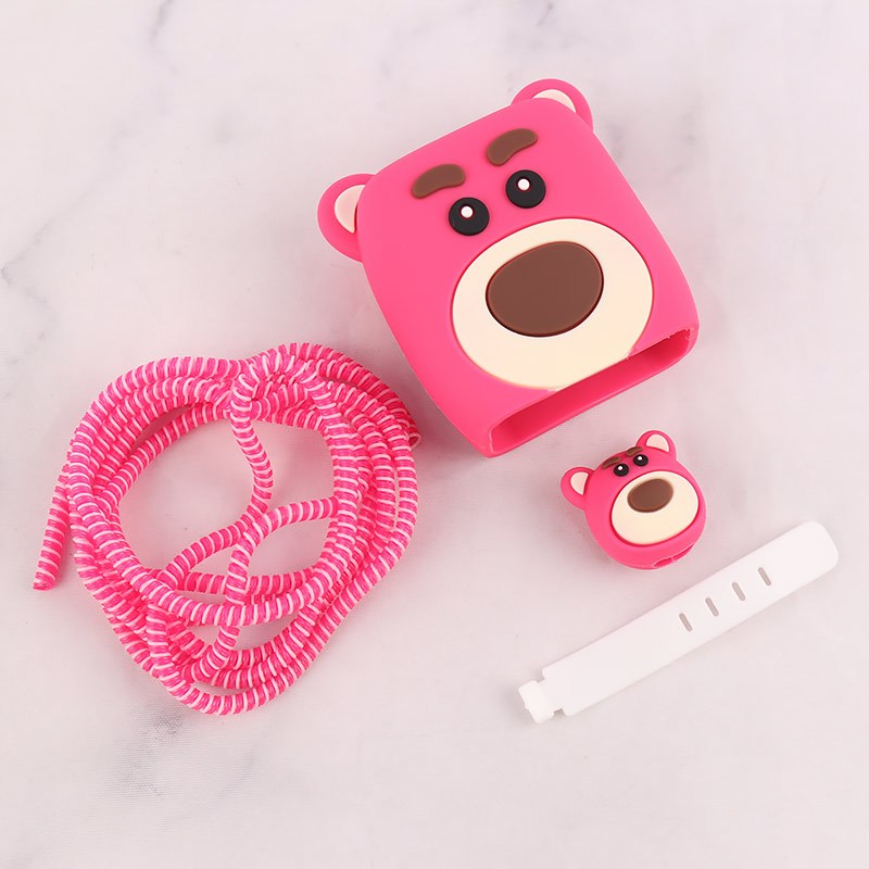 ست محافظ کابل و کلگی شارژر شیائومی 33 وات طرح خرس صورتی