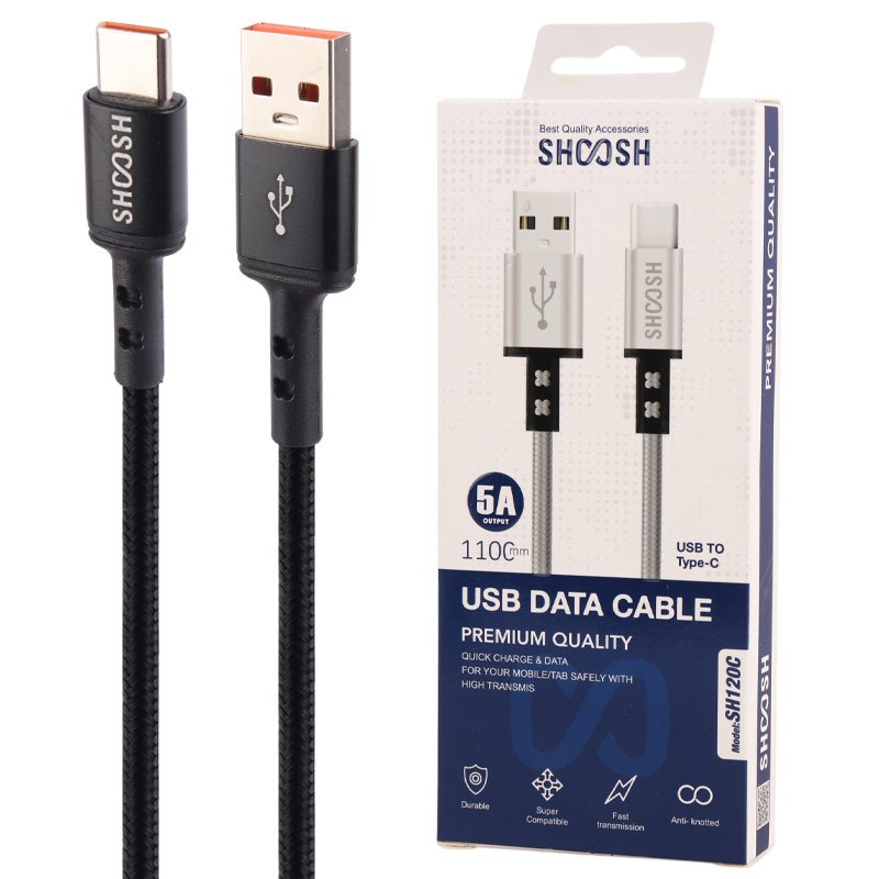 کابل تایپ سی فست شارژ Shoosh SH120C 5A 1.1m
