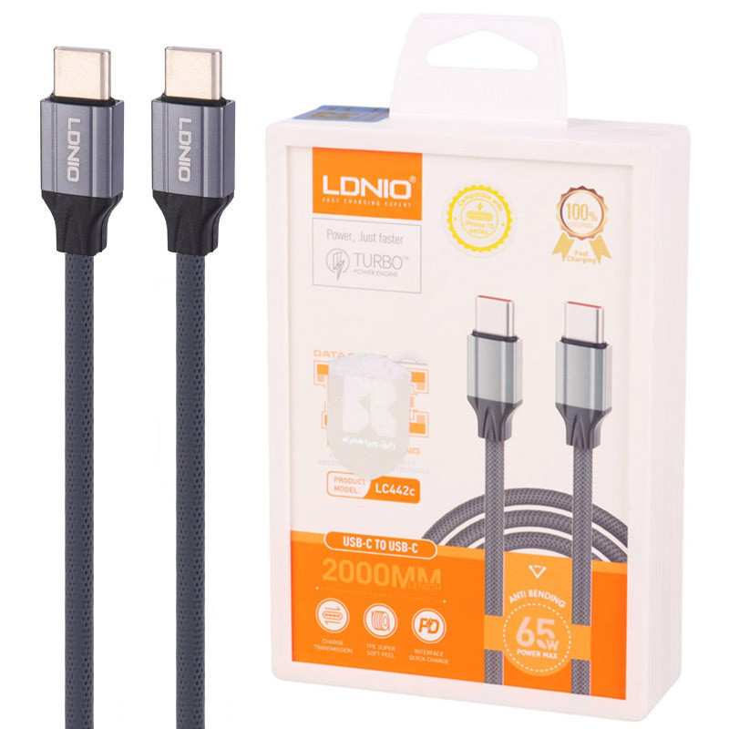 کابل تبدیل فست شارژ Ldnio LC442C Type-C to Type-C PD 65W 2m کد 2