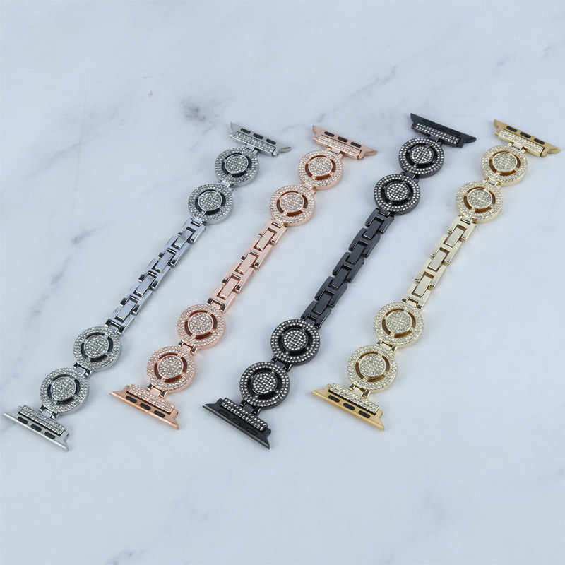 بند اپل واچ نگین دار Guoi سایز 42/44/45/49 میلی متری طرح دایره