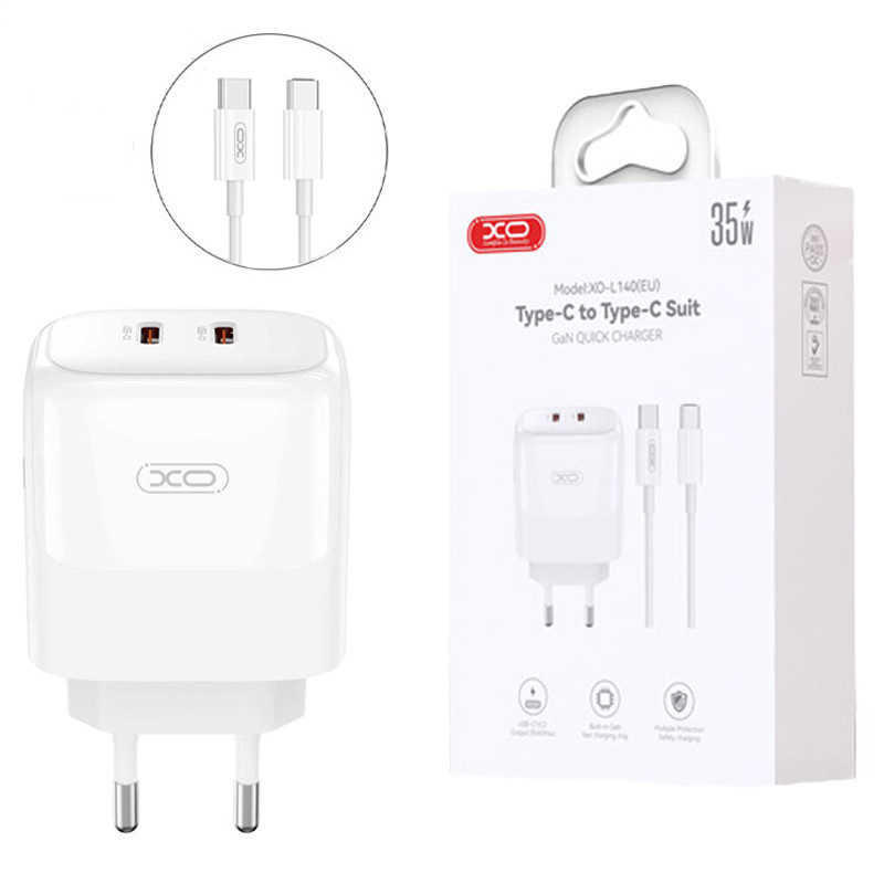شارژر دیواری 35 وات ایکس او XO-L140 GaN PD 3A + کابل تبدیل تایپ سی