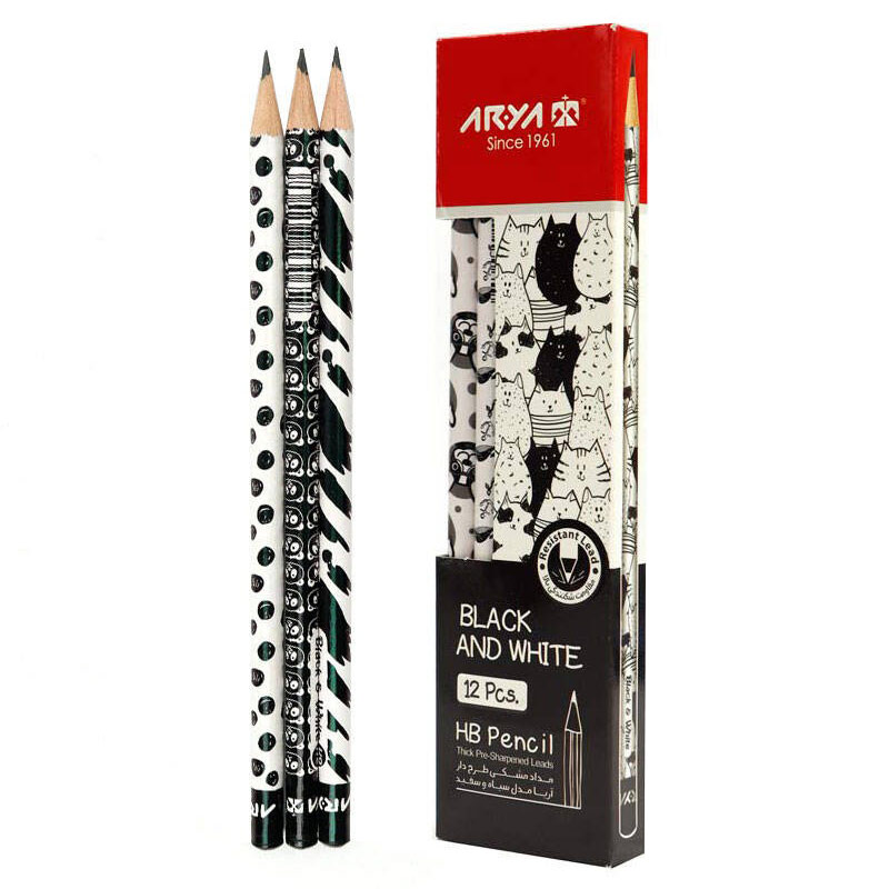 مداد مشکی طرح دار آریا Arya 3049 بسته 12 عددی