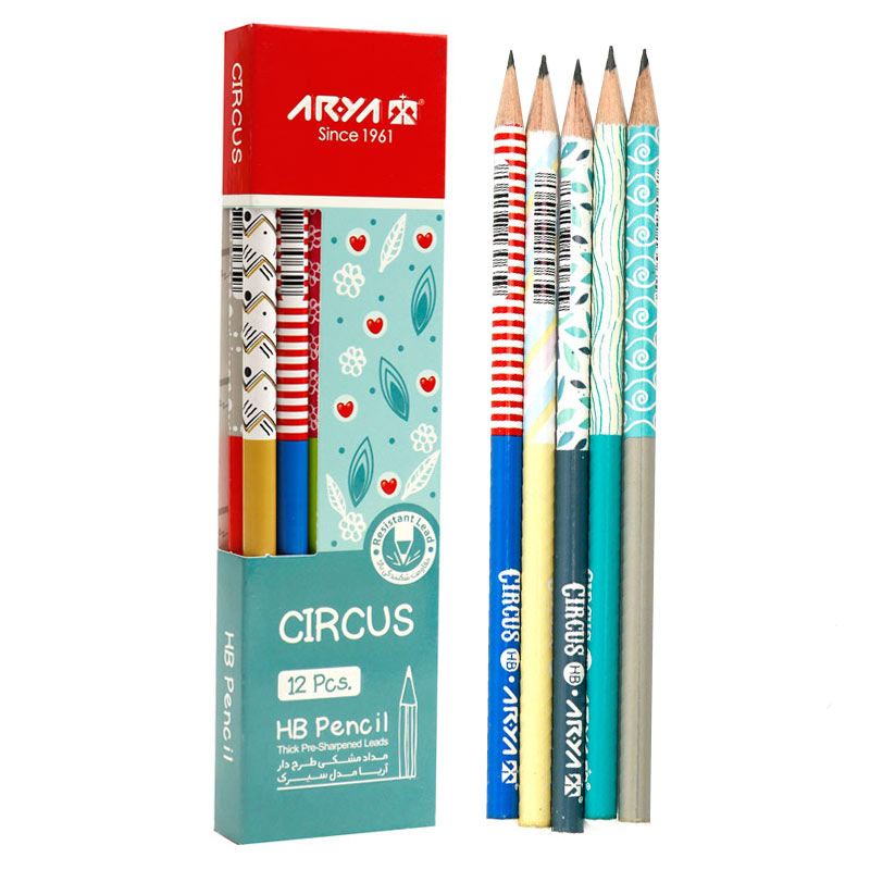 مداد مشکی طرح دار آریا Arya 3043 بسته 12 عددی