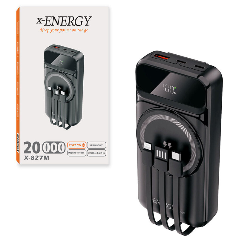 پاور بانک بی سیم فست شارژ ایکس انرژی X-827M QC3.0 PD 22.5W ظرفیت 20000 میلی آمپر ساعت