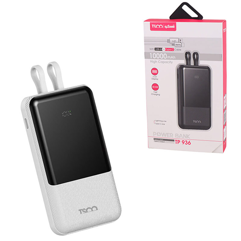 پاور بانک فست شارژ تسکو TP 936 QC3.0 PD 22.5W ظرفیت 10000 میلی آمپر ساعت