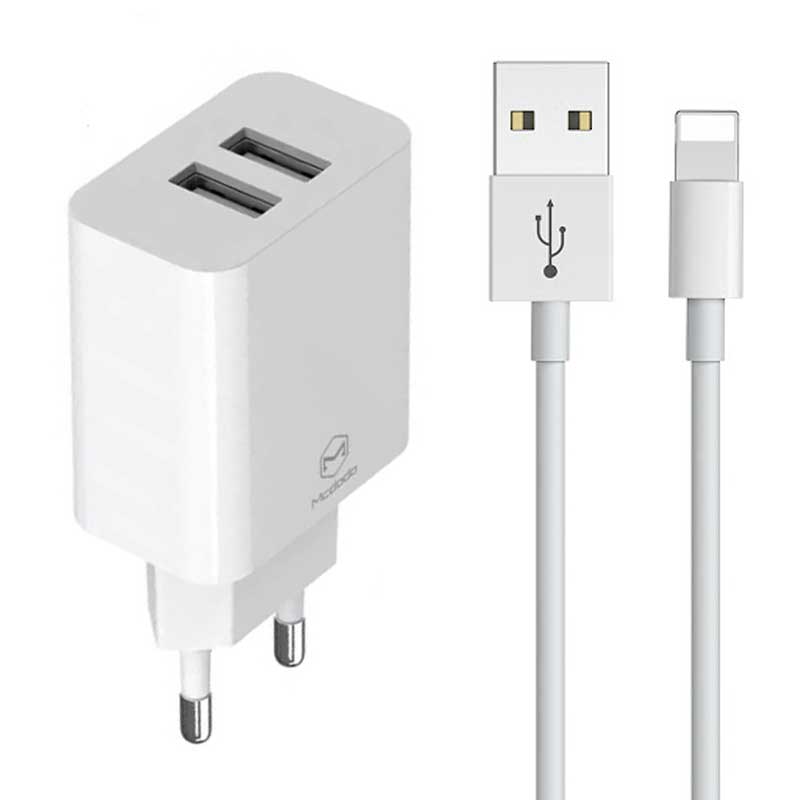 شارژر دیواری 12 وات مک دودو CH-6720 2.4A + کابل آیفونی