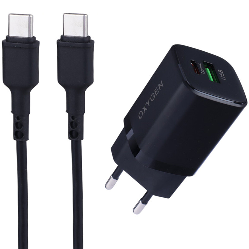شارژر دیواری 30 وات اکسیژن CH-10 PD QC3.0 3A + کابل تبدیل تایپ سی