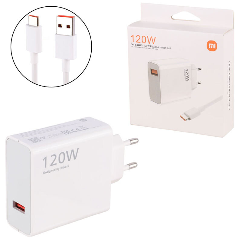 شارژر دیواری 120 وات شیائومی MDY-12-EZ PD 6.1A + کابل تایپ سی