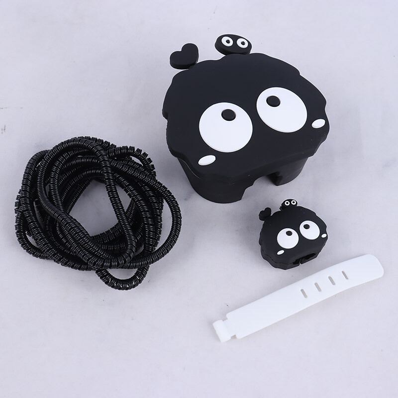 ست محافظ کابل و کلگی شارژر سیلیکونی آیفون طرح میکروب