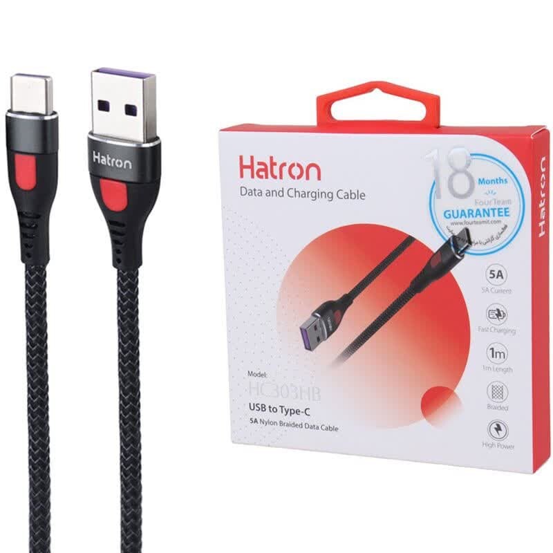 کابل تایپ سی فست شارژ Hatron HC303HB 5A 1m