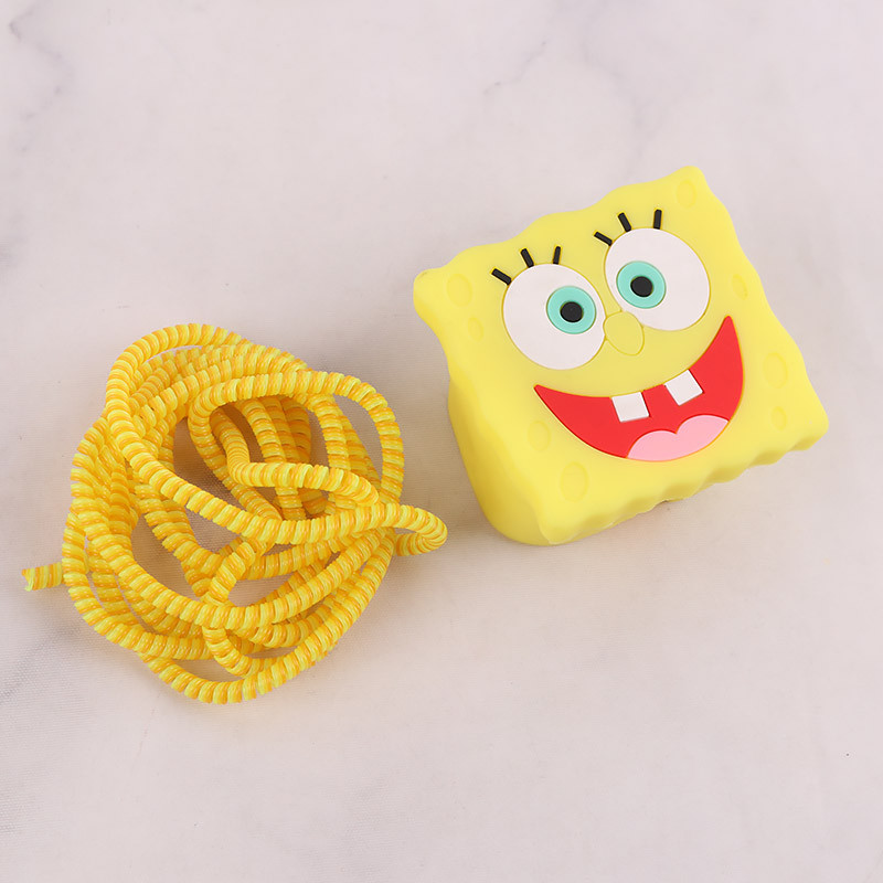 ست محافظ کابل و کلگی شارژر سیلیکونی آیفون طرح باب اسفنجی