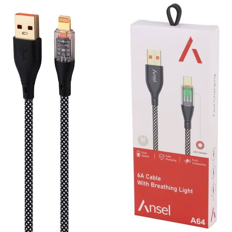 کابل آیفونی فست شارژ Ansel A64 6A 1m