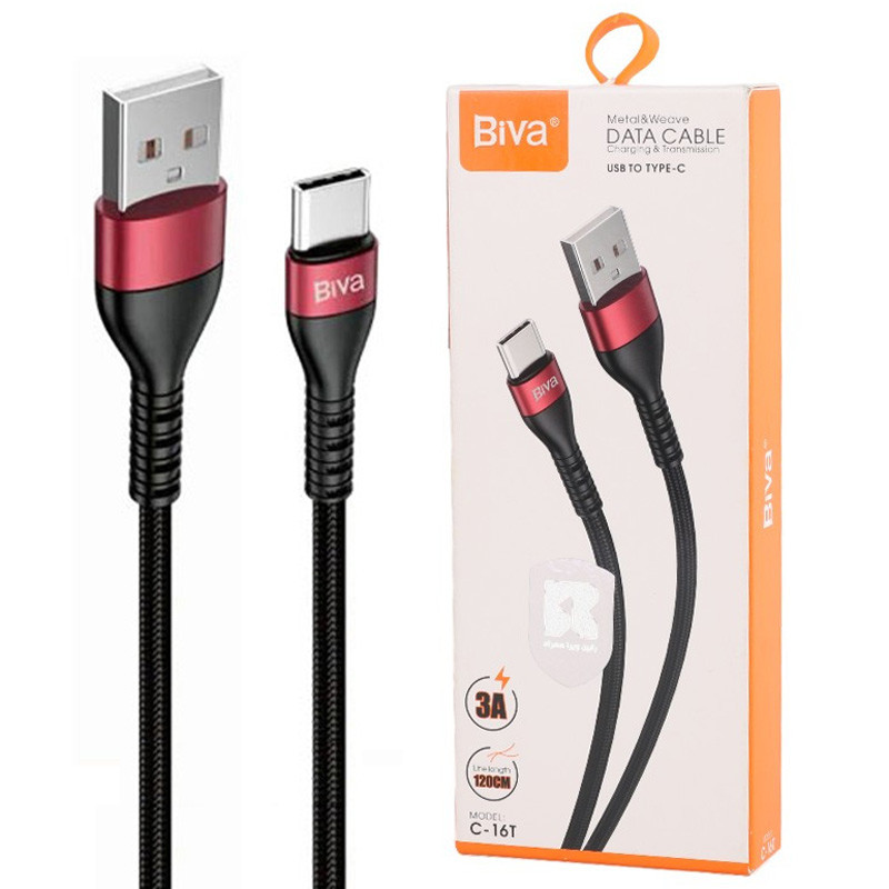 کابل تایپ سی فست شارژ 3 آمپر بیوا C-16T طول 1.2 متر