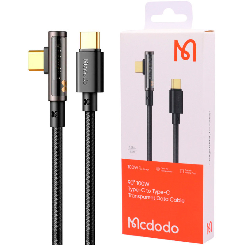 کابل تبدیل فست شارژ Mcdodo CA-3401 Type-C To Type-C 5A PD 100W 1.8m یکسر L