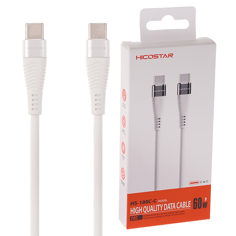 کابل تبدیل کوتاه فست شارژ Hicostar HS-180 Type-C To Type-C PD 60W 20cm