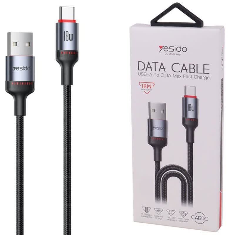 کابل تایپ سی فست شارژ Yesido CA130 3A 18W 2m