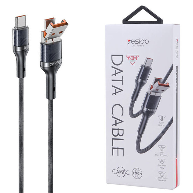 کابل تبدیل فست شارژ Yesido CA165C 60W 1.2m