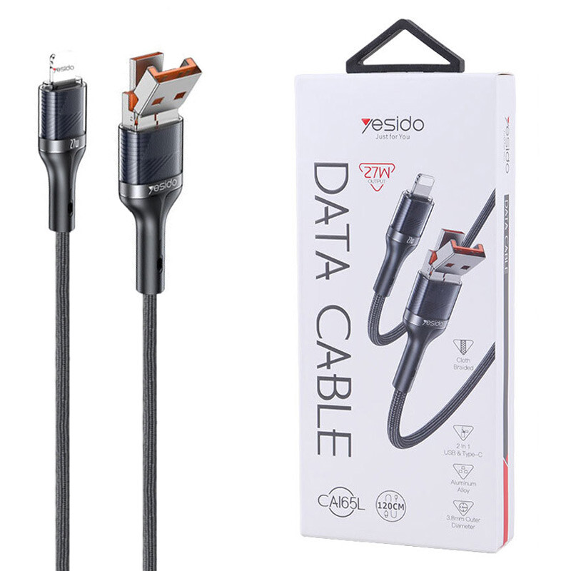 کابل تبدیل فست شارژ Yesido CA165L 27W 1.2m
