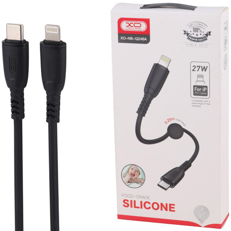 کابل کوتاه تایپ سی به لایتنینگ فست شارژ 27 وات ایکس او XO-NB-Q248A طول 25 سانتی متر