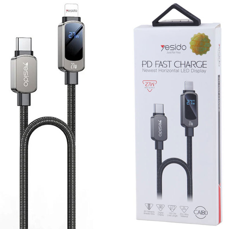 کابل تایپ سی به لایتنینگ فست شارژ 27 وات یسیدو CA180 طول 1.2 متر